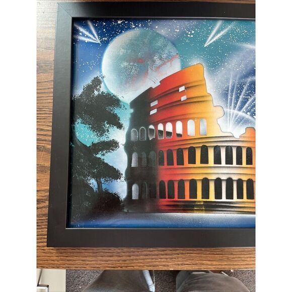 2015 Framed Signed Original Disco Graffiti Pop Mixed Media Art - Roman Colosseum - Picture 9 of 12